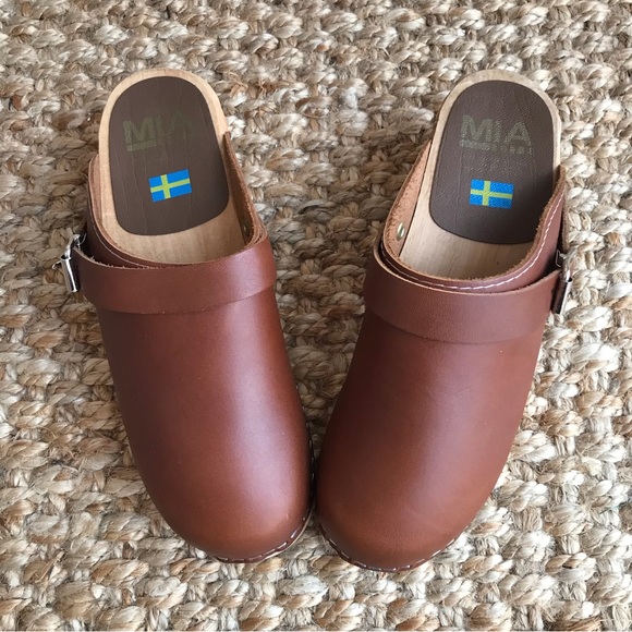 New: MIA Alma Leather and Wood Clog. Made in Sweden. Size 37 - Picture 8 of 16